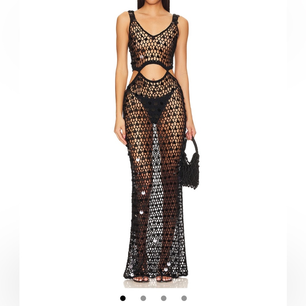 Brand New with tags Superdown Elena Maxi dress Chic Black Crochet Maxi Dress
